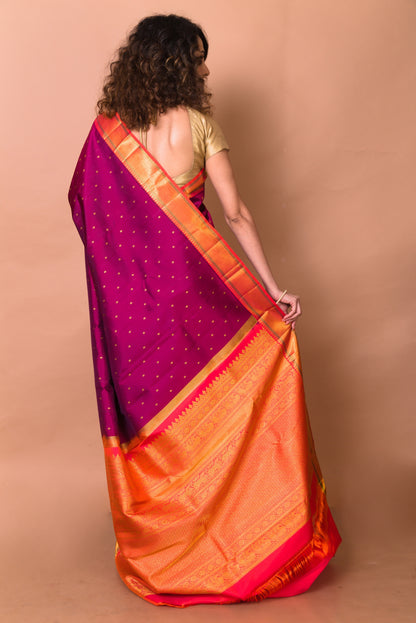 Kanchipuram Silk Butta Purple Saree