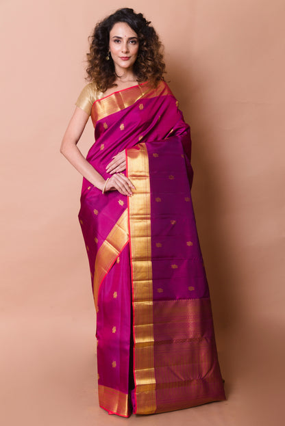 Kanchipuram Silk Butta Purple Saree