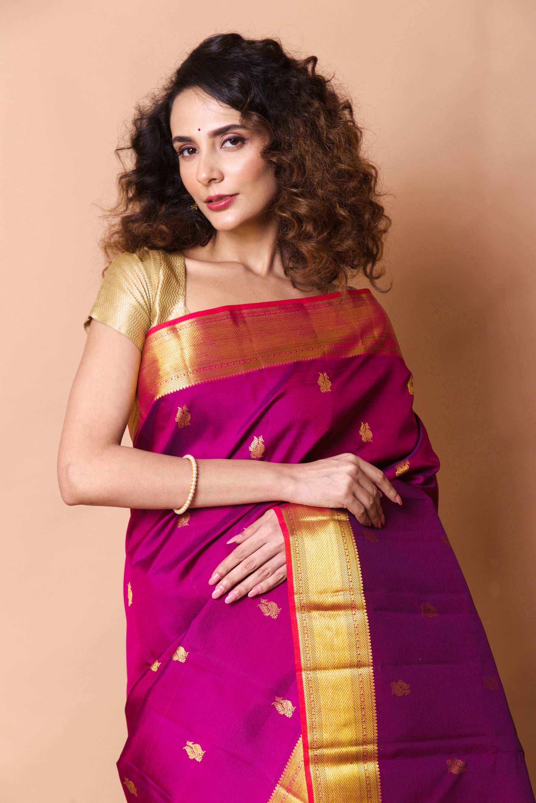 Kanchipuram Silk Butta Purple Saree