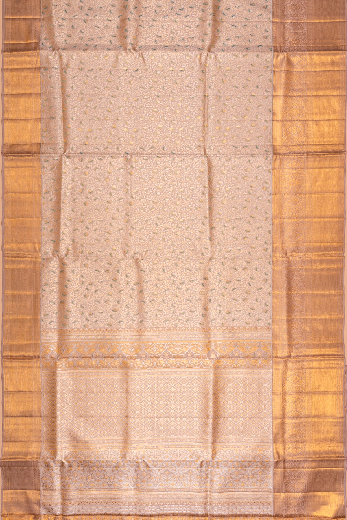 Kanchipuram Silk Brocade Cream Saree