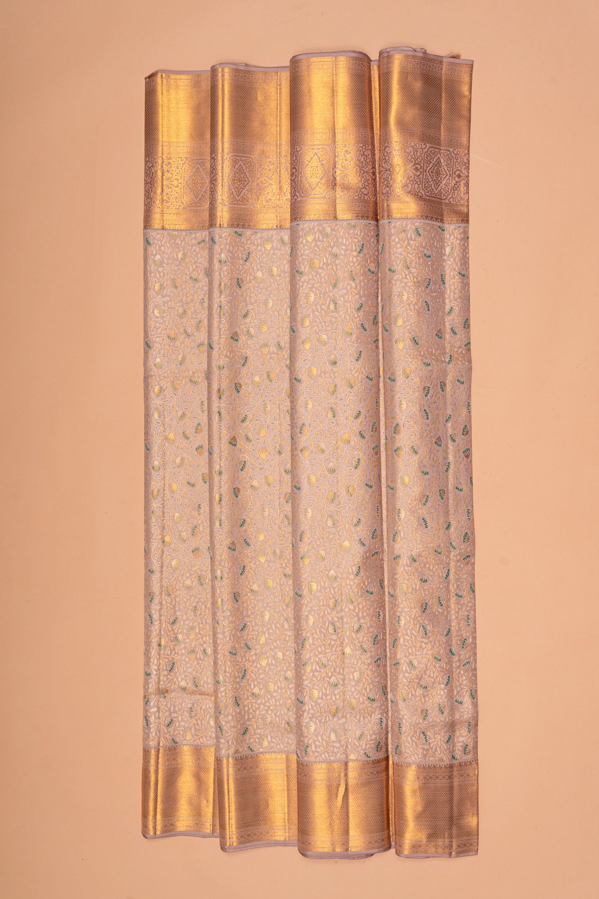 Kanchipuram Silk Brocade Cream Saree