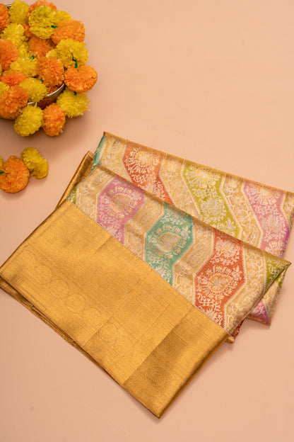 Kanchipuram Silk Tissue Rangkat Gold Saree