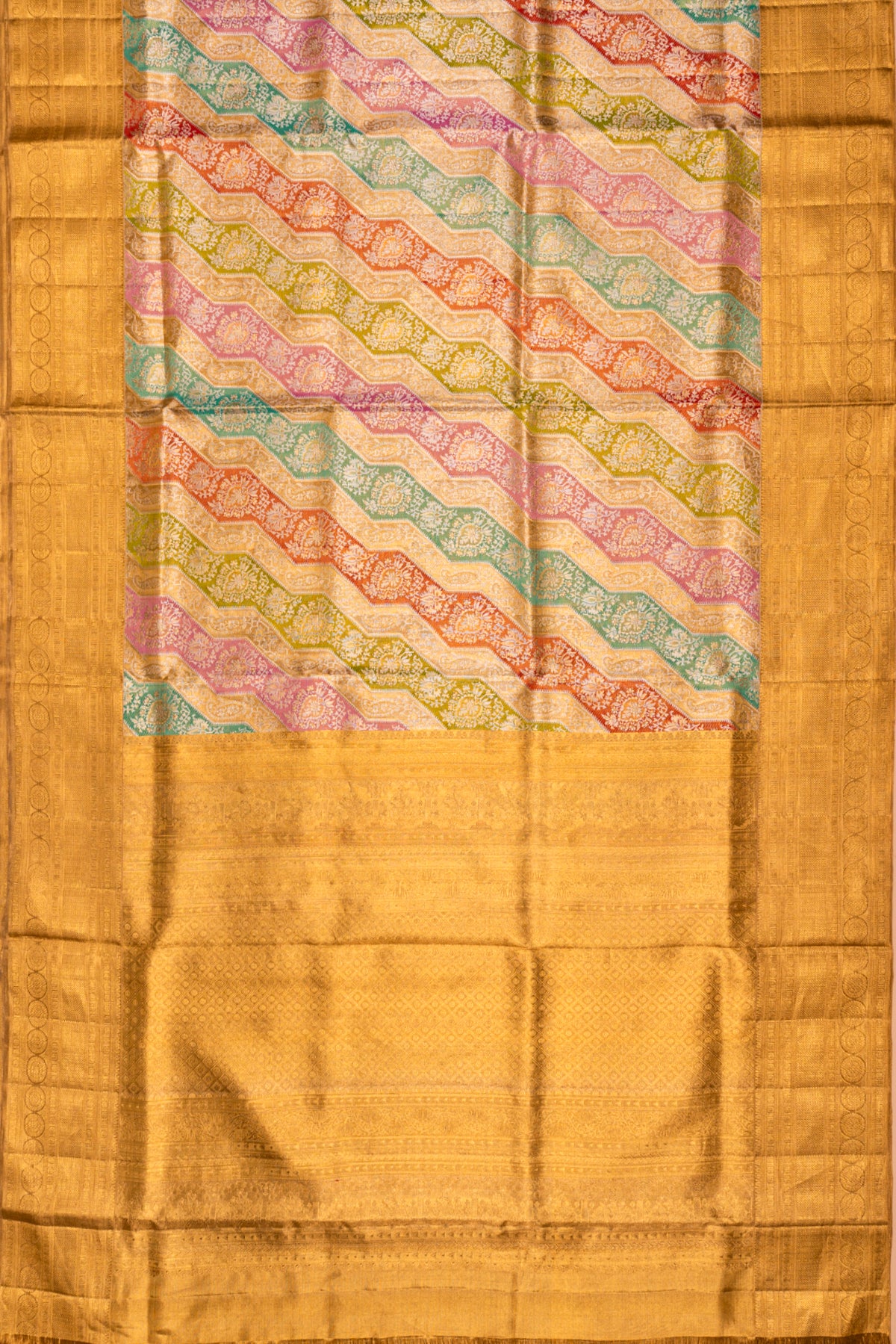 Kanchipuram Silk Tissue Rangkat Gold Saree