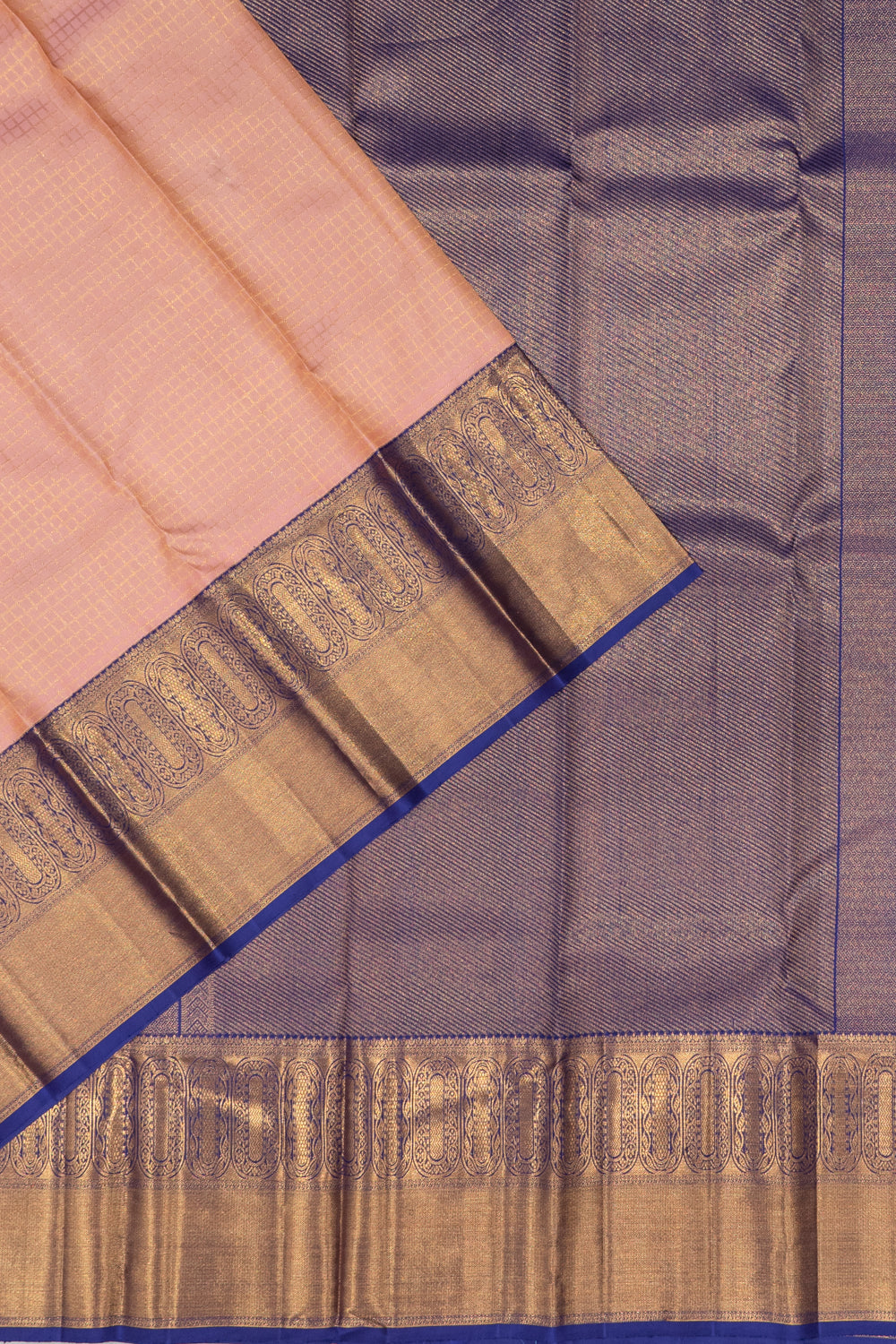 Kanchipuram Silk Checks Baby Pink Saree