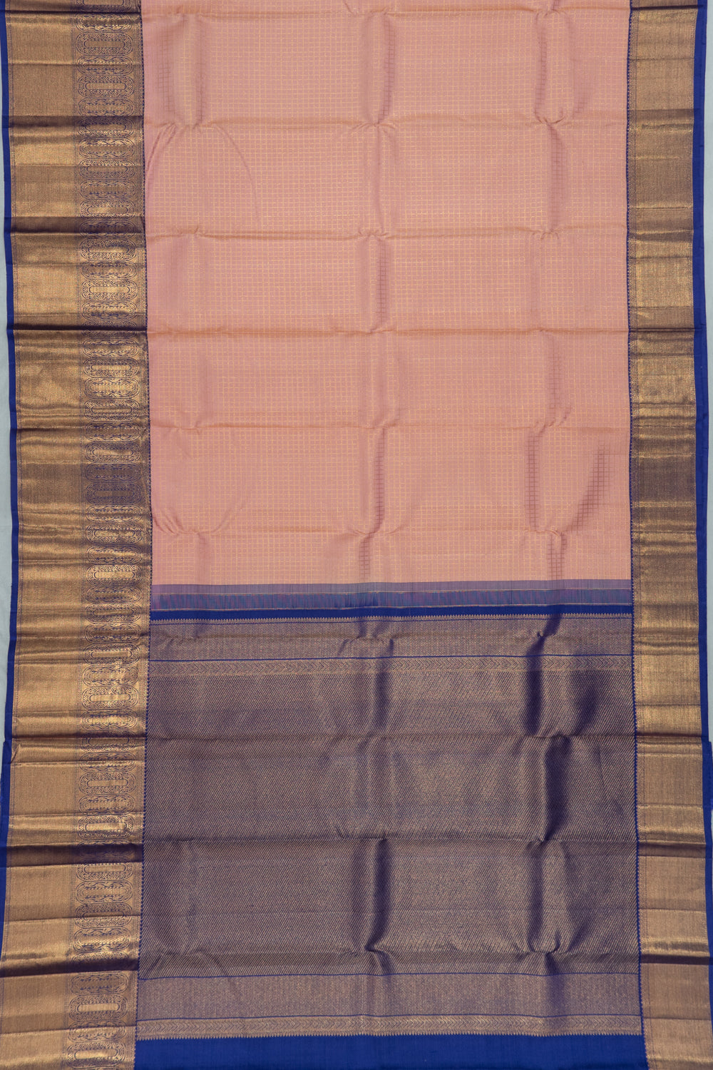 Kanchipuram Silk Checks Baby Pink Saree