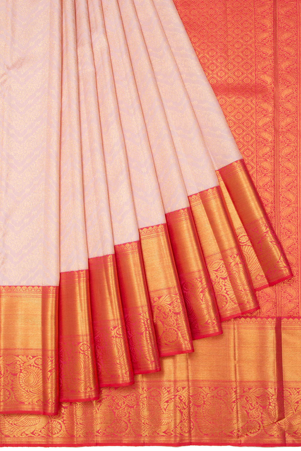Kanchipuram Silk Brocade Peach Saree