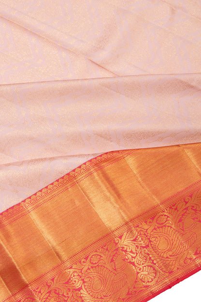 Kanchipuram Silk Brocade Peach Saree