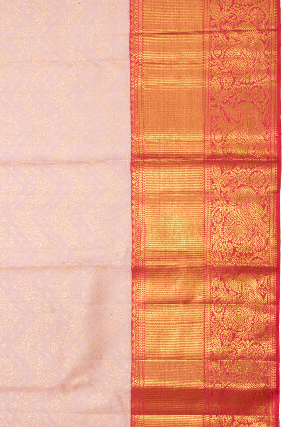 Kanchipuram Silk Brocade Peach Saree