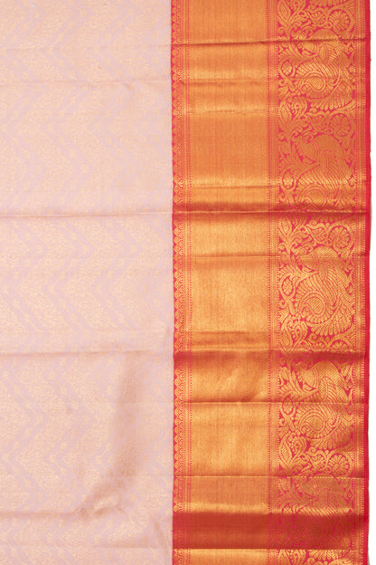Kanchipuram Silk Brocade Peach Saree