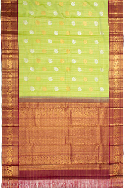 Kanchipuram Silk Checks And Butta Pastel Green Saree