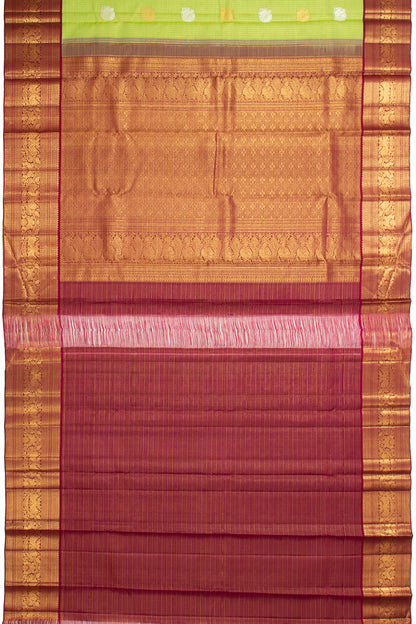 Kanchipuram Silk Checks And Butta Pastel Green Saree