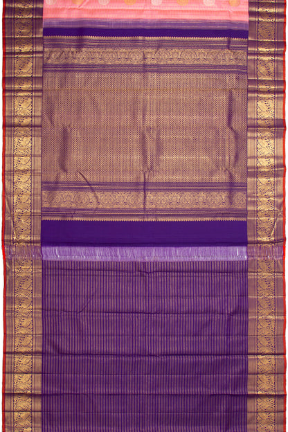 Kanchipuram Silk Checks And Butta Baby Pink Saree