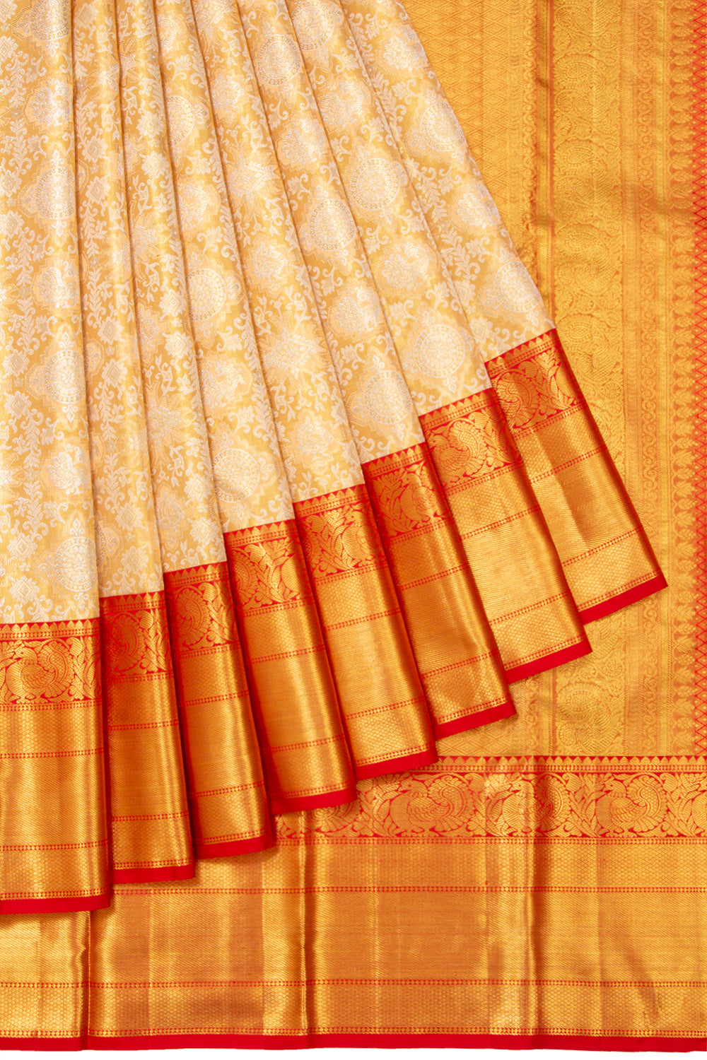 Kanchipuram Silk Tissue Brocade Gold Saree