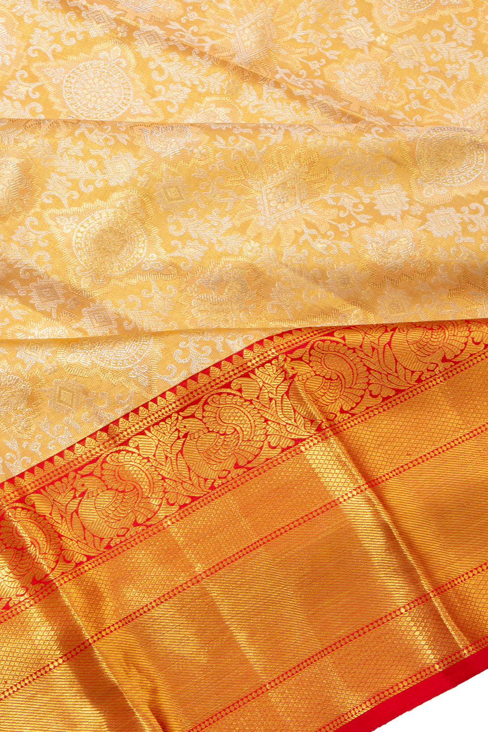 Kanchipuram Silk Tissue Brocade Gold Saree