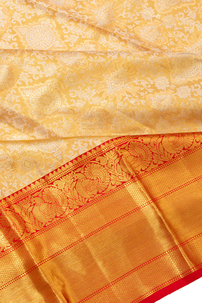 Kanchipuram Silk Tissue Brocade Gold Saree