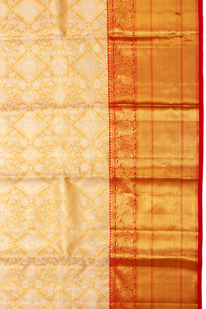 Kanchipuram Silk Tissue Brocade Gold Saree