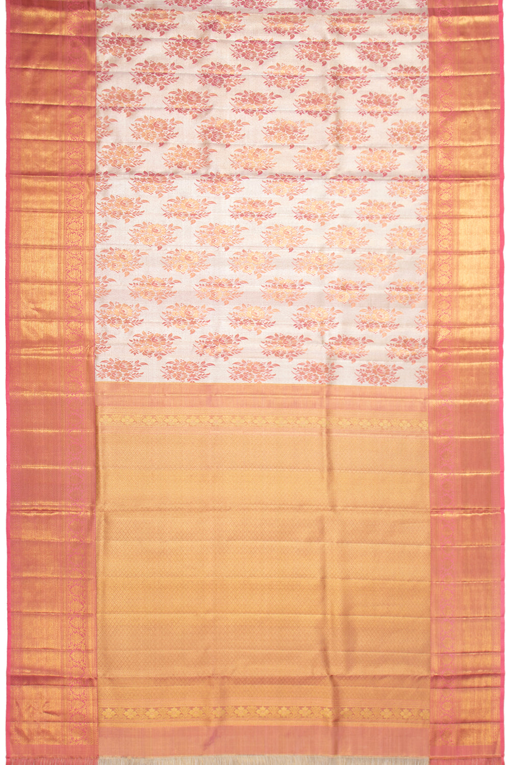 Kanchipuram Silk Tissue Butta Silver Saree