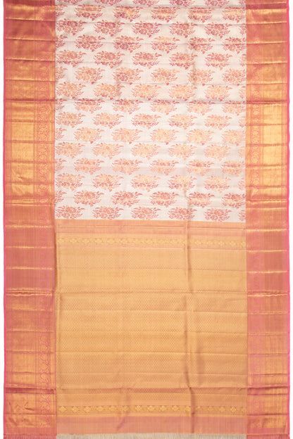 Kanchipuram Silk Tissue Butta Silver Saree