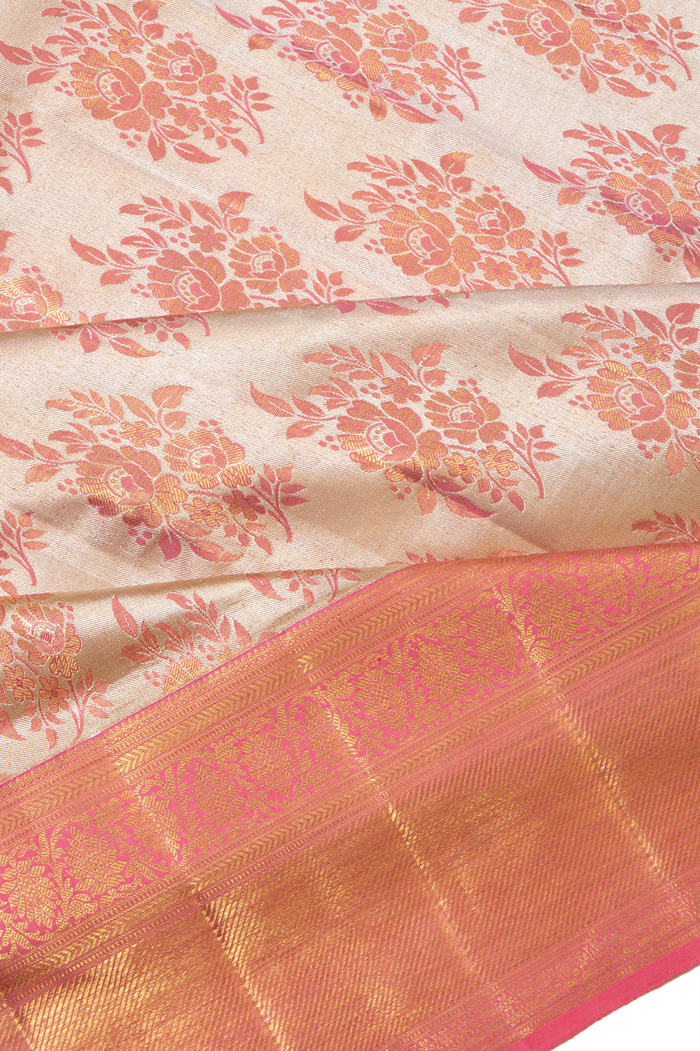 Kanchipuram Silk Tissue Butta Silver Saree