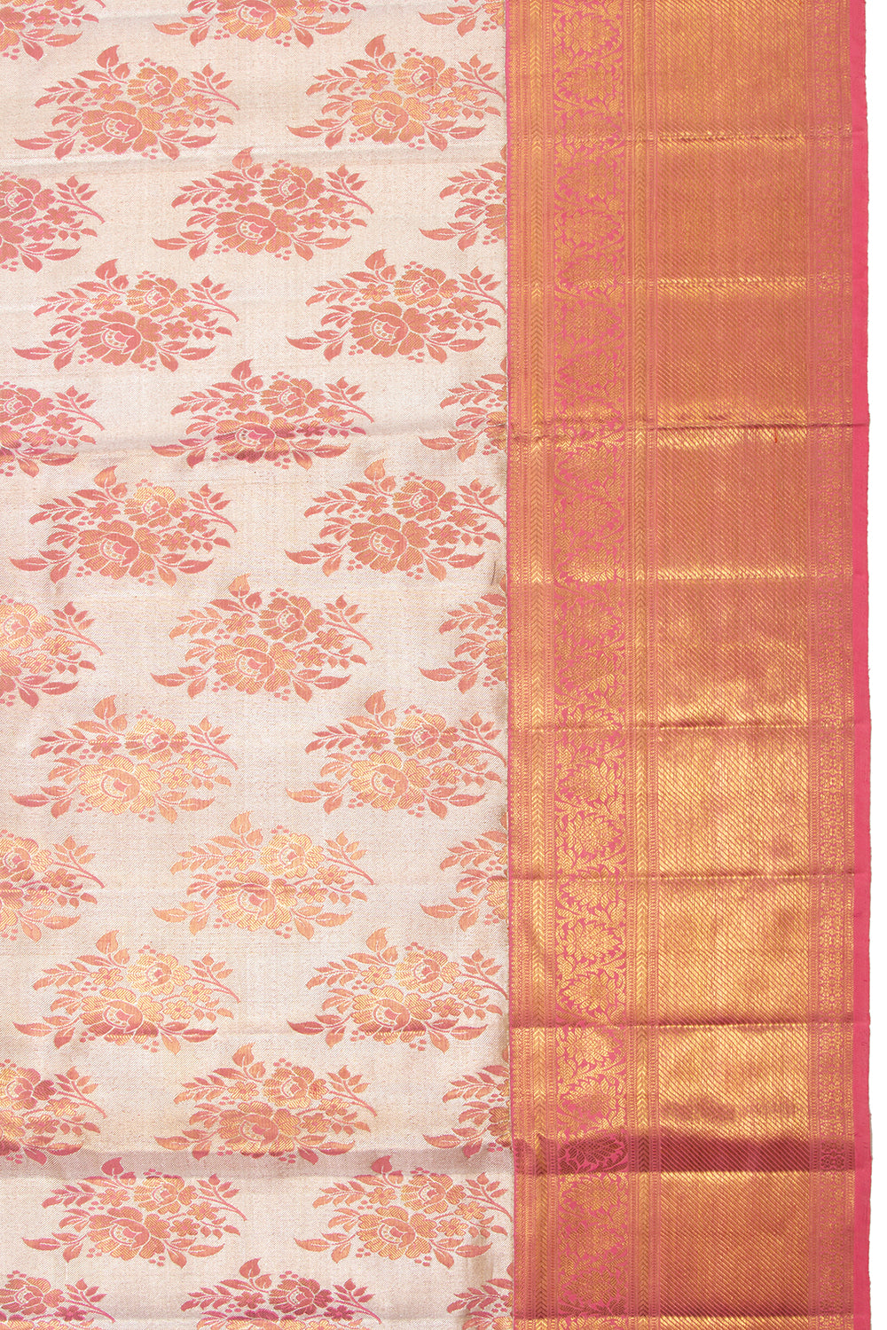 Kanchipuram Silk Tissue Butta Silver Saree