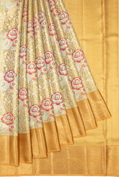 Kanchipuram Silk Tissue Brocade Gold Saree