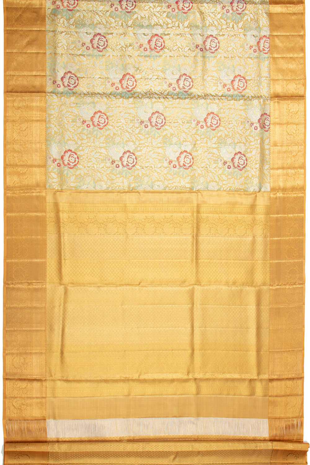 Kanchipuram Silk Tissue Brocade Gold Saree