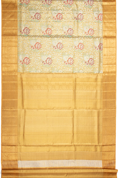 Kanchipuram Silk Tissue Brocade Gold Saree