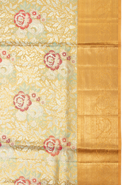 Kanchipuram Silk Tissue Brocade Gold Saree