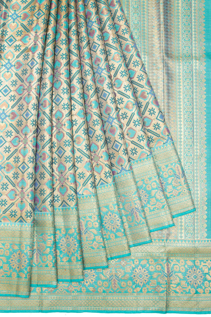 Kanchipuram Silk Tissue Brocade Sky Blue Saree