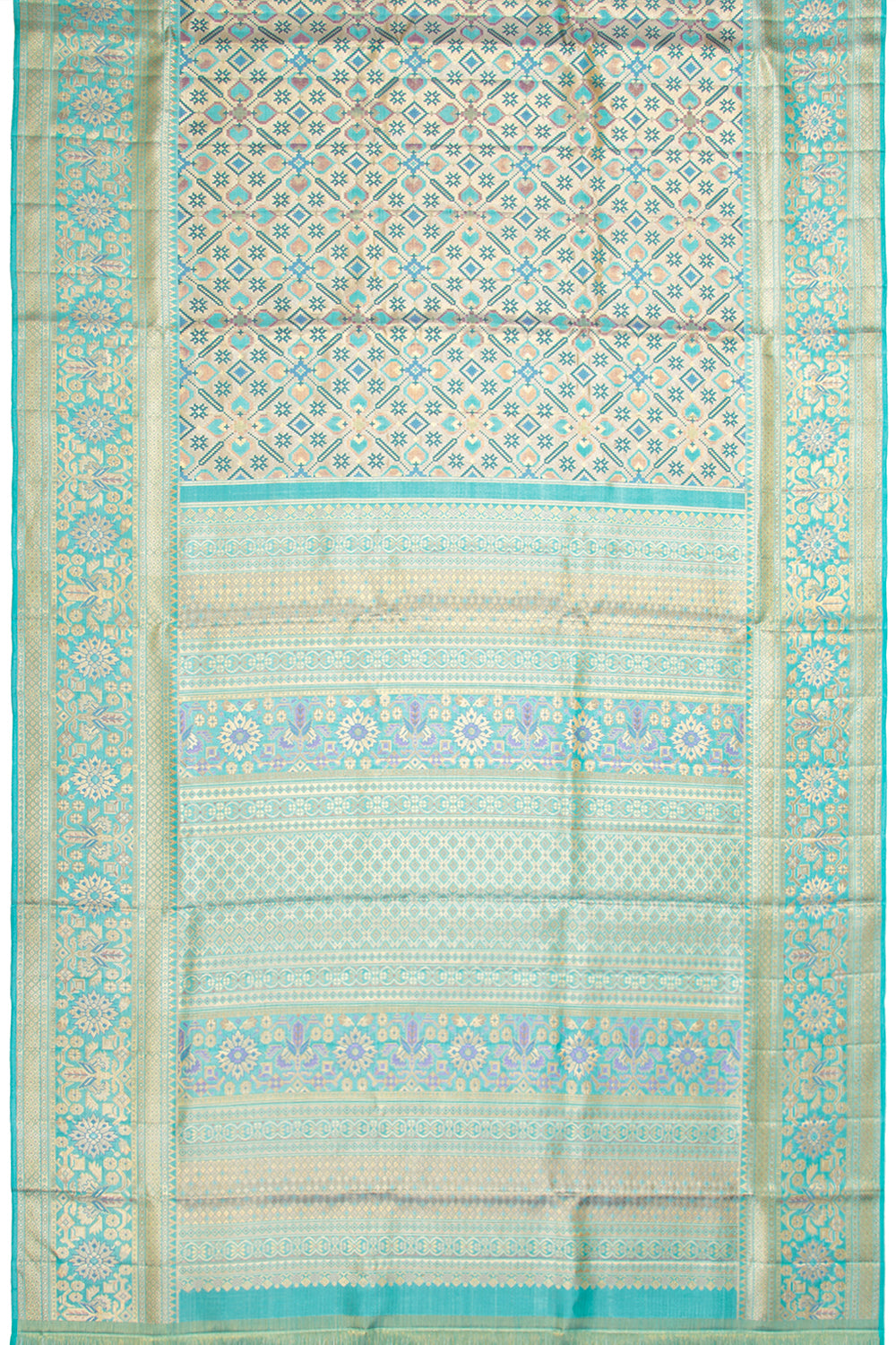 Kanchipuram Silk Tissue Brocade Sky Blue Saree
