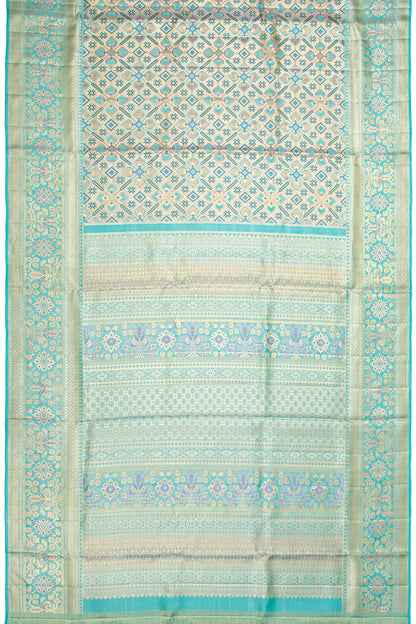 Kanchipuram Silk Tissue Brocade Sky Blue Saree