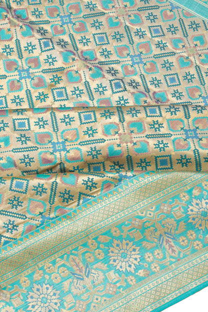 Kanchipuram Silk Tissue Brocade Sky Blue Saree