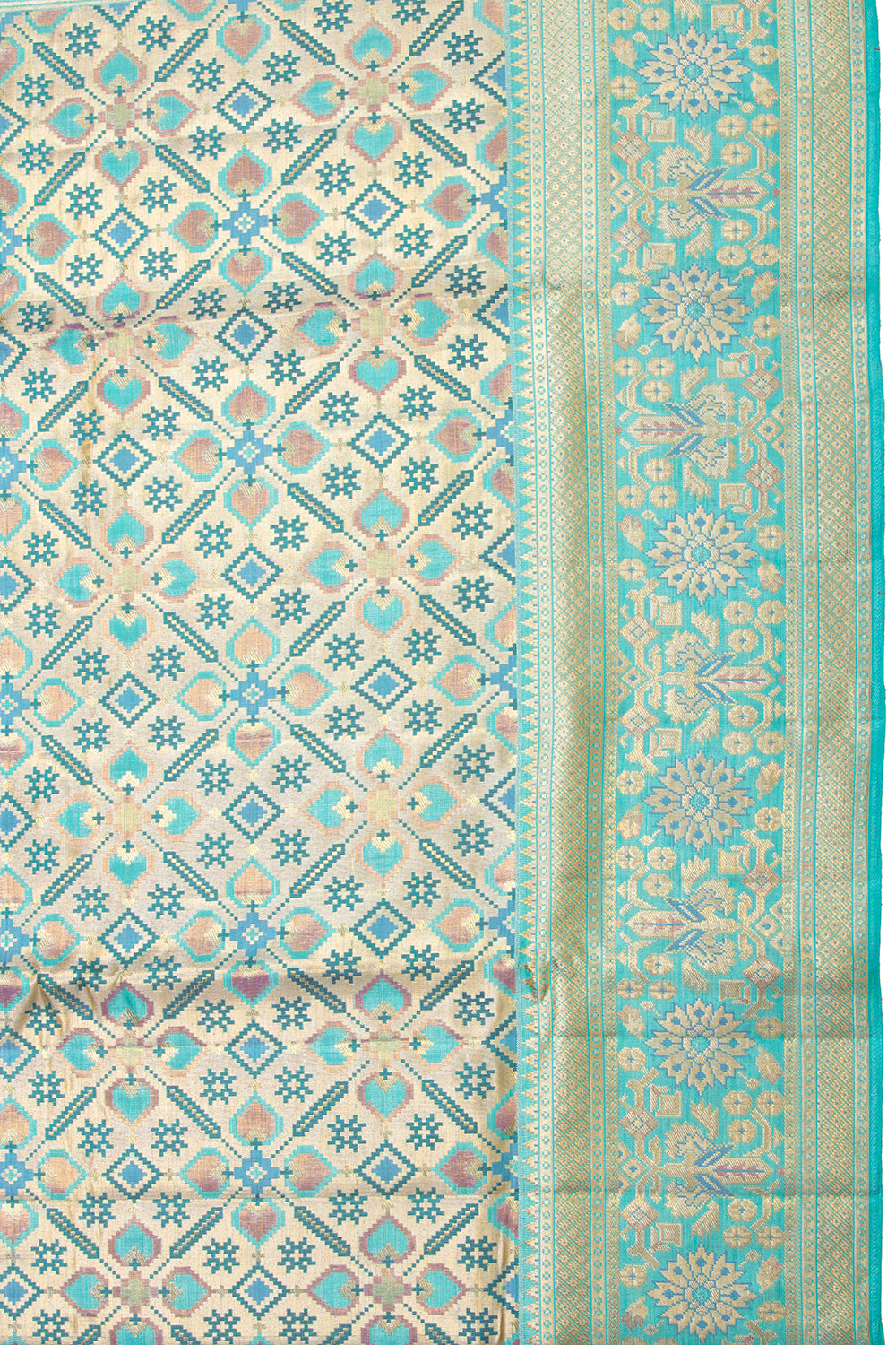 Kanchipuram Silk Tissue Brocade Sky Blue Saree