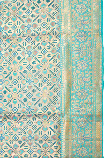 Kanchipuram Silk Tissue Brocade Sky Blue Saree
