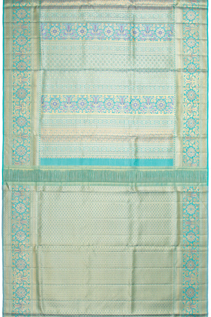 Kanchipuram Silk Tissue Brocade Sky Blue Saree