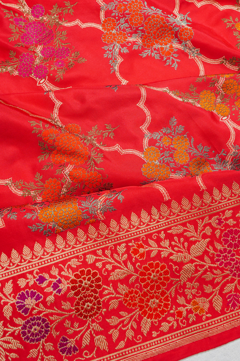 Banarasi Silk Meenakari Brocade Red Saree