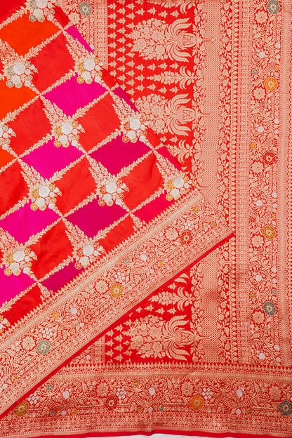 Banarasi Silk Brocade Rangkat Red Saree