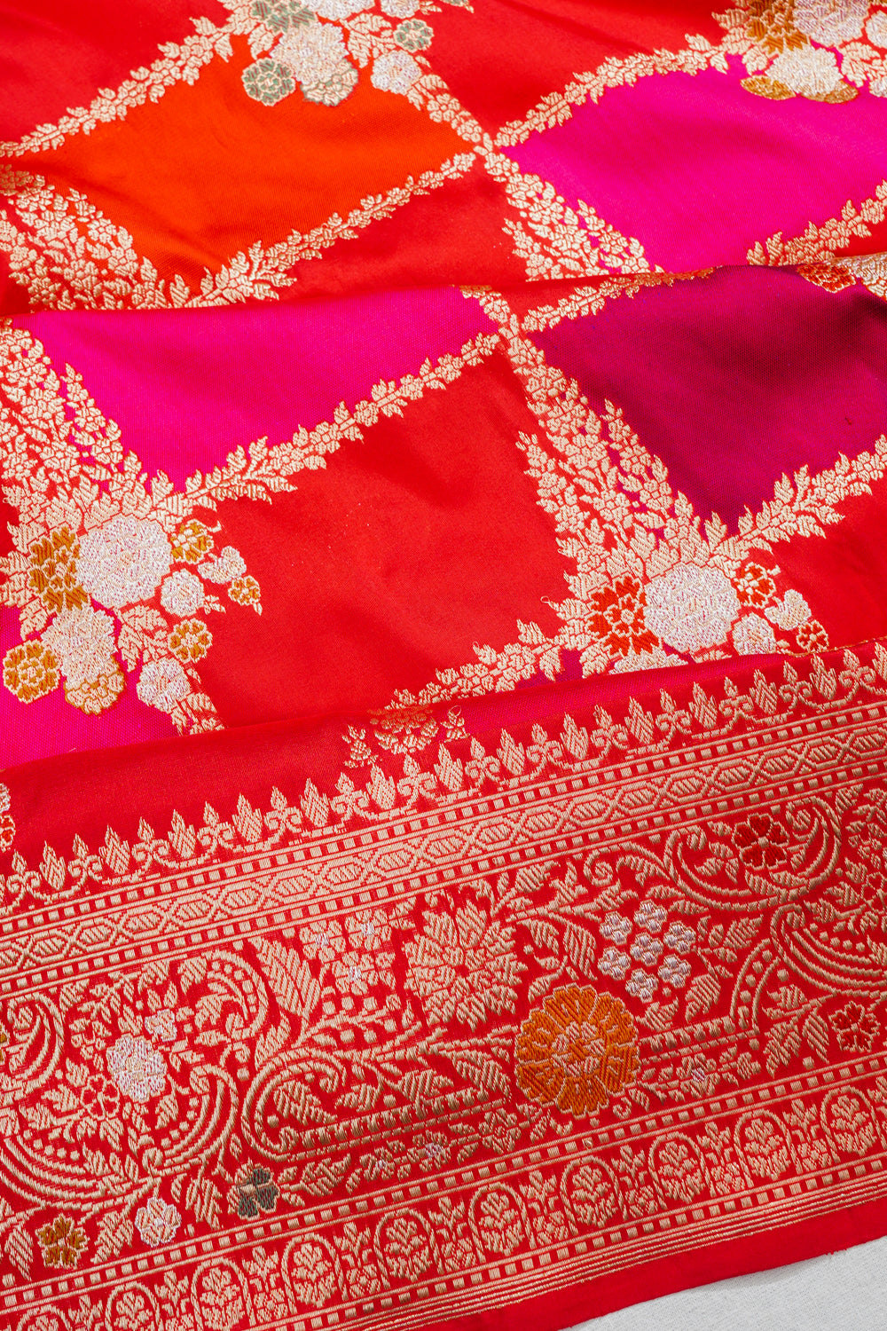 Banarasi Silk Brocade Rangkat Red Saree