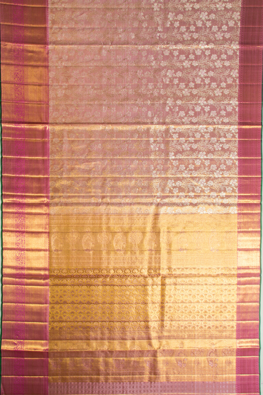 Kanchipuram Silk Tissue Brocade Pink Saree