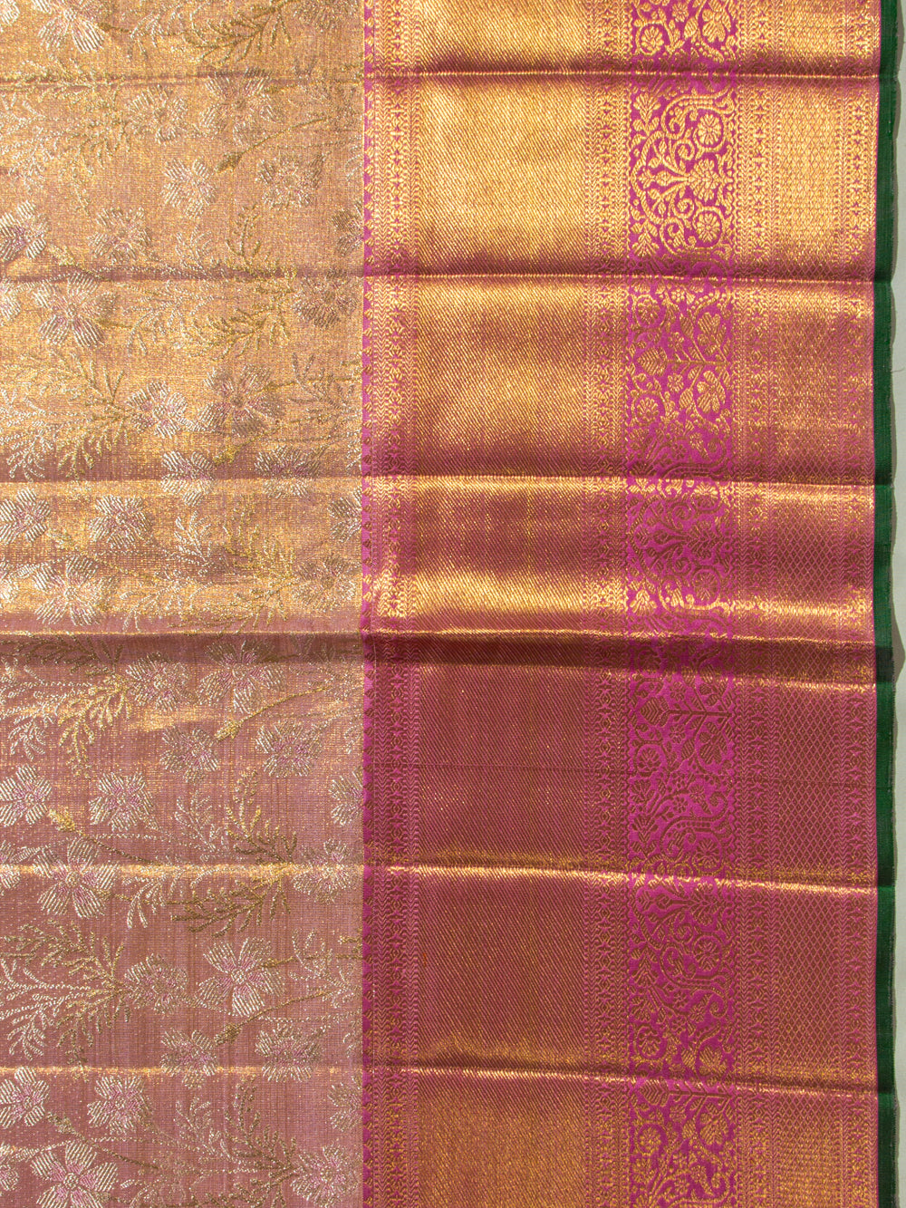 Kanchipuram Silk Tissue Brocade Pink Saree