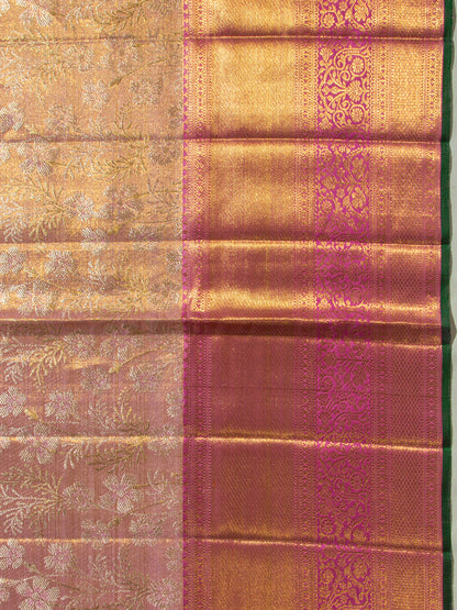 Kanchipuram Silk Tissue Brocade Pink Saree