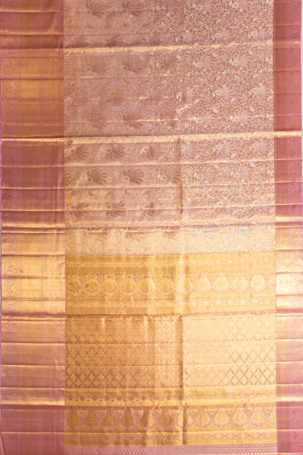 Kanchipuram Silk Tissue Brocade Pastel Pink Saree