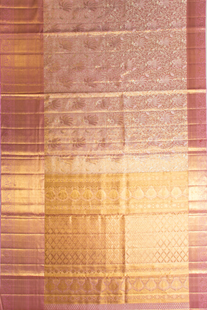 Kanchipuram Silk Tissue Brocade Pastel Pink Saree