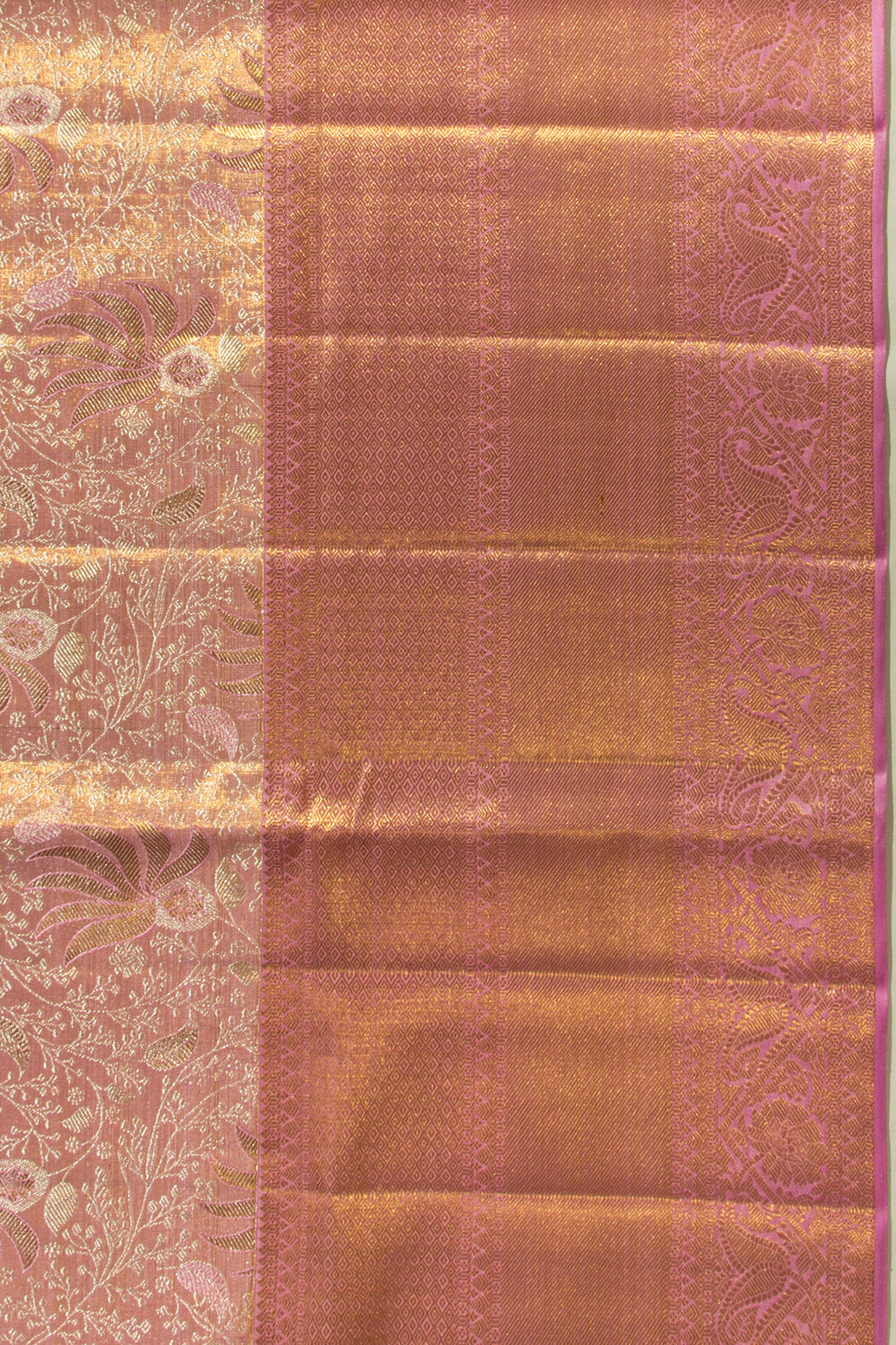 Kanchipuram Silk Tissue Brocade Pastel Pink Saree