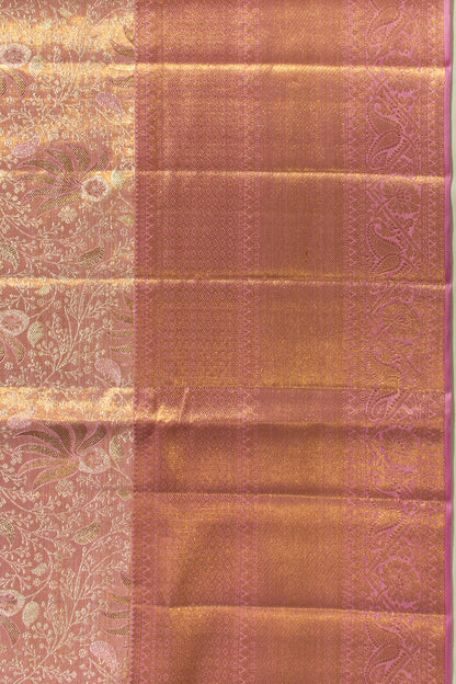 Kanchipuram Silk Tissue Brocade Pastel Pink Saree