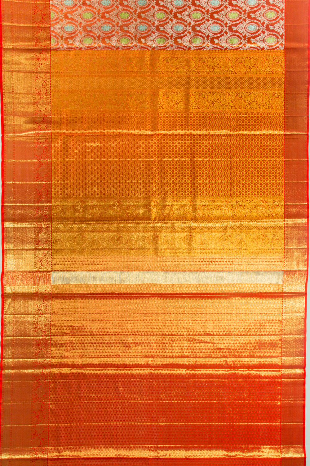 Kanchipuram Silk Tissue Brocade Orange Saree