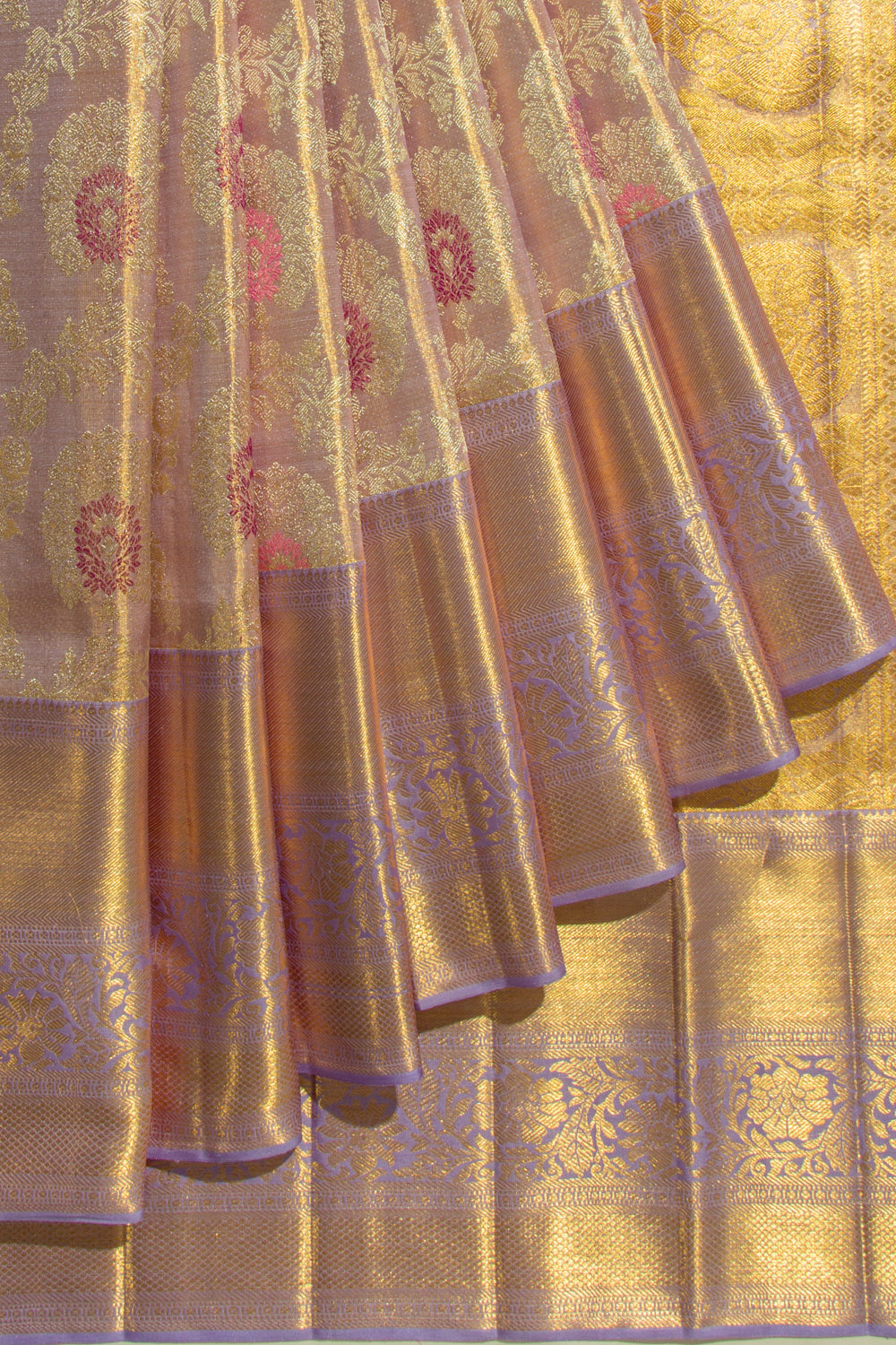 Kanchipuram Silk Tissue Jaal Lavender Saree