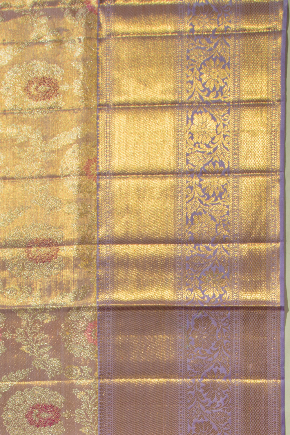 Kanchipuram Silk Tissue Jaal Lavender Saree