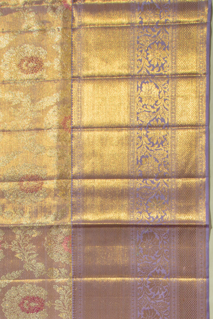 Kanchipuram Silk Tissue Jaal Lavender Saree