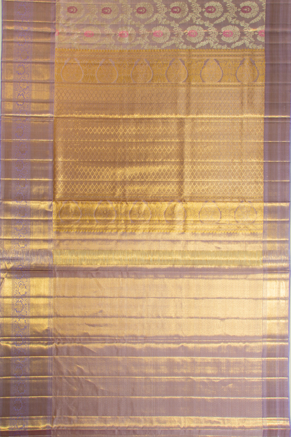 Kanchipuram Silk Tissue Jaal Lavender Saree
